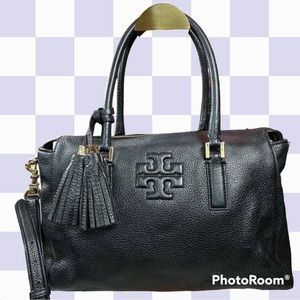 Tory Burch Navy Blue Pebblestone Leather Bag